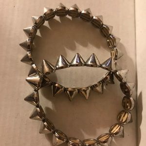 Silver spike bracelets
